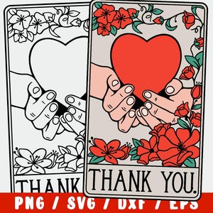 Danke SVG - Liebe svg - Herz - Valentinstag-Tarot-Karte - Dankbarkeit - Valentinstag Cut File für Cricut & Silhouette