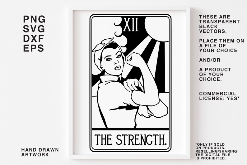 Rosie The Riveter SVG Cut File Tarot Card Svg Feminist Women svg Cut File silhouette cricut iron on transfer mug shirt fabric design image 2