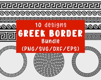 Greek Pattern SVG Bundle - Meander Border PNG - Ornament Vintage Ornamental (silhouette cricut iron on transfer mug shirt fabric design)