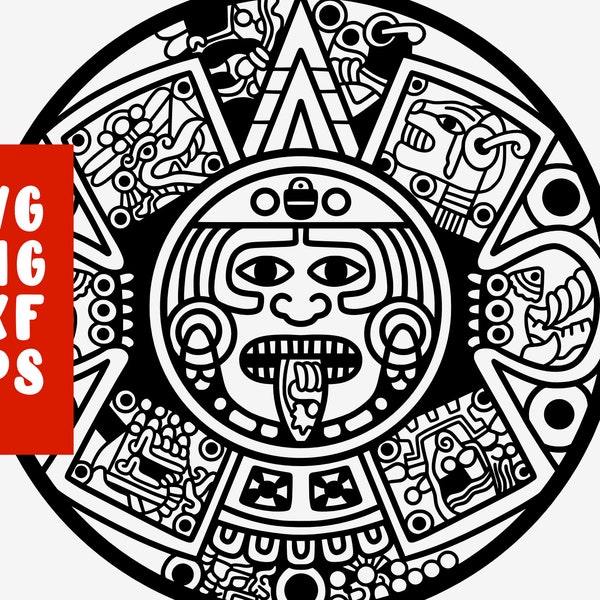 Aztec SVG Cut File - Native American Mayan Printable (vinyl decal for silhouette cameo cricut iron on transfer on mug shirt fabric design)