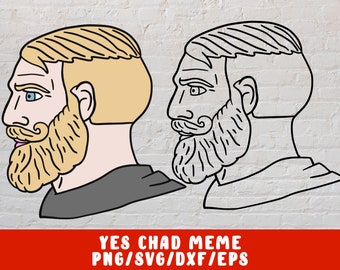 Meme SVG Cut File - Nordic Man PNG Beard Barber Hairstylist Hipster - Yes Chad Printable (vinyl decal cameo cricut mug shirt fabric design)