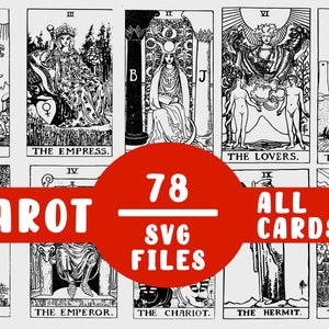 Cartas del Tarot SVG Imprimibles Incl. Arcanos Menores / Adivinación New Age Para Camisas Arte de Pared - Cricut Files / Instant Download Print