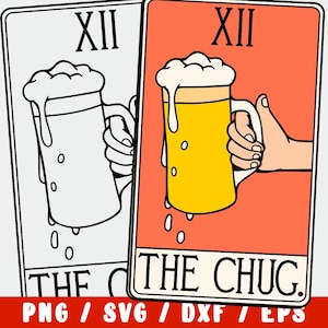 Cerveja SVG – Carta de Tarô Engraçada de Cerveja Artesanal – Design de Caneca para Cervejeiro, Pai, Presentes de Festa – Arquivo de Corte Cricut e Silhouette
