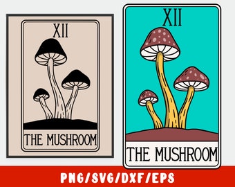 Mushroom SVG Cut File - Mystical Fungus - Witchy Veggie Tarot Card - Vegetarian Vegan Fruit svg Food