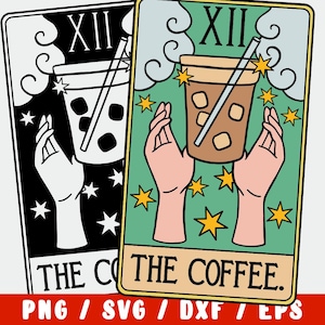 Café SVG - tasse à café glacée Mug carte de tarot - barista café citation Svg (décalcomanie vinyle silhouette camée cricut fer transfert tasse design chemise)