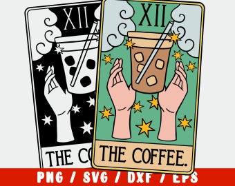 Coffee SVG - Iced Coffee Cup Mug Tarot Card - Barista Coffee Quote Svg (vinyl decal silhouette cameo cricut iron transfer mug shirt design)
