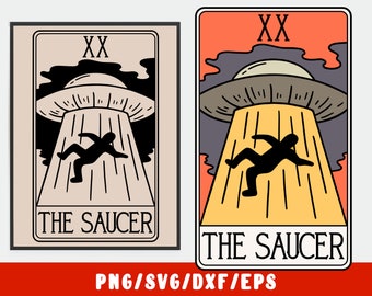 Alien SVG - Ufo Svg - The Saucer Tarot Card - Aliens - Area 21