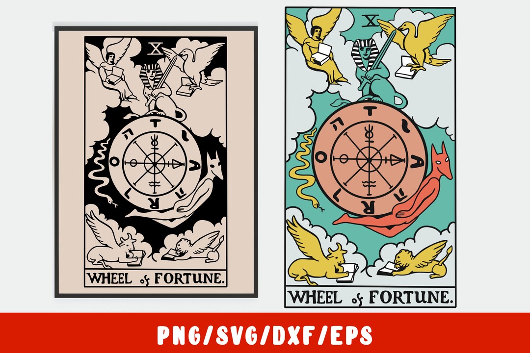 Tarot SVG PNG Wheel of Fortune Card Mystical Printable Divination New ...