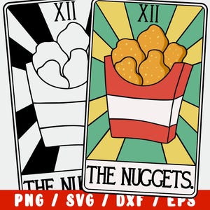 Hühner-Nuggets SVG - Lustige Tarot-Karten-Schnittdatei - Nugget, Pizza, Pommes Essen Clipart für Cricut & Silhouette
