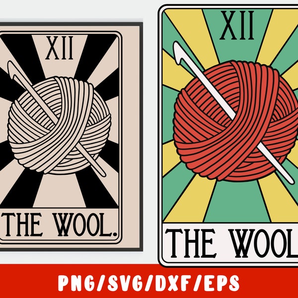 Knitting SVG Cricut File - Yarn Ball - Wool Crochet - Knit Tarot Card - Decor Png Dxf Eps Instant Download Shirt