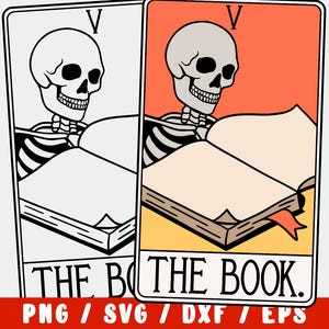 Buch SVG - Skelett Leseratte Tarot Karte - lesen, Bibliothek, Schädel - Literature Cut File für Cricut & Silhouette
