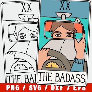 Feministische Tarot-Karte SVG - The Badass - Empowerment der Frauen, freches SVG-Design für Cricut & Silhouette