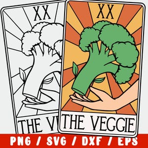 Vegan SVG - carte de tarot végétarienne - légume brocoli