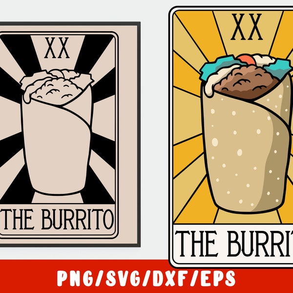 Burrito SVG - Mexican Fast Food Tarot Card - Restaurant