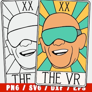 VR SVG – 面白いバーチャルリアリティタロットカード – Cricut または Silhouette 用のゲーマー、AR、拡張現実、開発者アート