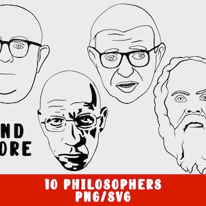 Philosophy SVG Cut File - Socrates Camus Sartre Kant Foucault Teacher (vinyl decal for silhouette cameo cricut on mug shirt fabric design)