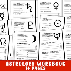 Livro de exercícios de astrologia (PDF/SVG/PNG) para impressão - Explore seu mapa natal do zodíaco