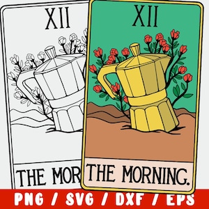 Carta de Tarô SVG de Lata de Moka - Clipart de Xícara de Café Gelado para Cricut Silhouette | Arquivo de Corte com Citação de Café | Transferência de Caneca para Camiseta