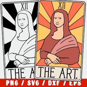 Arte SVG - Mona Lisa Svg - Arte Carta de Tarô - Professor do Museu Renascentista (decalque de vinil para silhueta camafeu cricut em design de tecido de camisa de caneca)