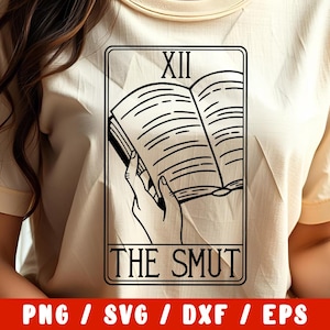 Buch SVG – Smut Tarot Karte – Spicy Romance Buchliebhaber – Lesen Clipart – Bücherwurm Humor – Cricut Silhouette Schnitt Datei