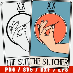 SVG de costura: diseño de cartas del Tarot para bordado y aguja. Archivo de costura, bordado y corte de hilo para Cricut o Silhouette.