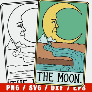 Mond SVG PNG - Tarot druckbar - Celestial Mystical Wahrsagung Witchy New Age Für Shirts Wandkunst - Cricut Dateien / Sofortiger Download Druck