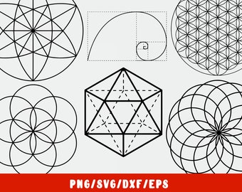 Sacred Geometry Svg - Geometric Metatrons Cube - Spiritual Witchy Mandala - Yantra Metatron Lotus Tattoo