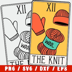 SVG de tejido - Carta del Tarot de Hilo - Arte de Lana y Puntadas - Decoración Png Dxf Eps Descarga Instantánea Camiseta