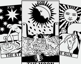 Karty Tarota SVG PNG - Wysokiej jakości do druku Wróżenie New Age na koszulki Sztuka ścienna - Pliki Cricut / Natychmiastowe pobieranie wydruku