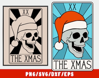 Christmas SVG - Merry Xmas Santa Skull - Funny Tarot Card