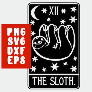 Sloth SVG – Cute Baby Sloth Tarot Card – Funny Animal Clipart for Cricut & Silhouette – Relaxed Vibes Design