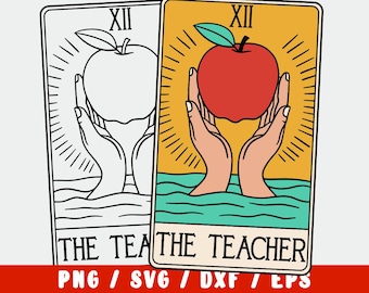 Teacher Tarot SVG – Math, Biology & English Classroom Decal – Educational Teacher Cut File for Cricut or Silhouette