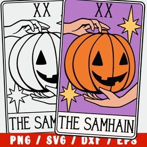 Samhain SVG - Halloween-Tarotkarte mit Kürbis - Witchy, Boho, Celestial, Wicca Design für Cricut & Silhouette