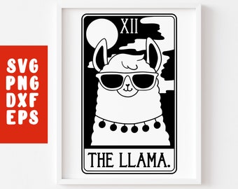 Llama SVG Tarot - Cute Alpaca Svg - Baby No Prob Llama Face svg (eps png decal silhouette cricut iron on transfer mug shirt fabric design)