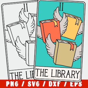 Buch SVG - Die Bibliothek - Leser Tarot Karte - Bücherwurm Bibliothekar - Bücher