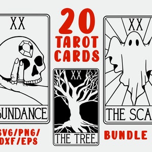 Tarot SVG - 20 Karten-Bundle - Lustige Vektorkarten SVG - Druckbare Wahrsagen - New Age für Hemden Wandkunst - Cricut-Dateien