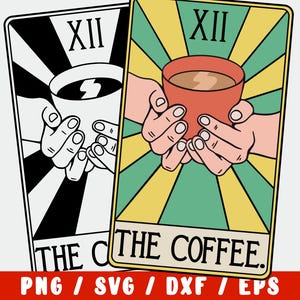 Coffee SVG - Iced Coffee Cup Mug Tarot Card - Barista Coffee Quote Svg (vinyl decal silhouette cameo cricut iron transfer mug shirt design)