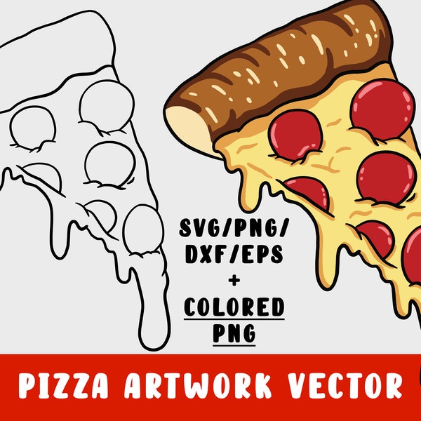 Pizza SVG Cut File - Food Restaurant Pizzeria Printable (vinyl decal for silhouette cricut iron on transfer on mug shirt fabric design)