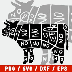Fichier de coupe SVG végétalien - repas de cuisine de vache végétarienne imprimable (autocollant en vinyle pour fer à repasser silhouette cricut sur le transfert sur la conception de tissu de chemise de tasse)