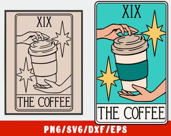 Coffee SVG - Retro Caffeine Tarot Card - For Tumbler, Shirt or Glass Cup