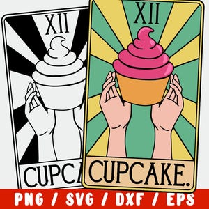 Cupcake SVG coupe fichier - vecteur de desserts sucrés - boulangerie de fête d'anniversaire (autocollant pour le transfert de fer silhouette cricut sur la conception de tissu de chemise de tasse)