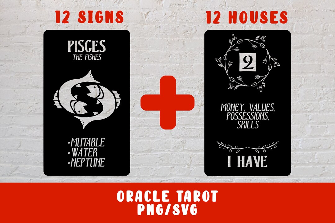 Oracle Tarot SVG PNG COMBO Printable Zodiac Deck Astrology Houses ...