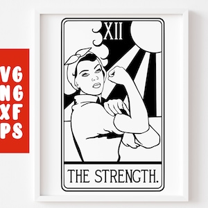 Rosie The Riveter SVG Cut File Tarot Card Svg Feminist Women svg Cut File silhouette cricut iron on transfer mug shirt fabric design image 1