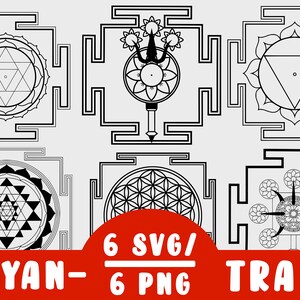 Yantras SVG Cut File - Sacred Geometry Lotus Yoga (vinyl decal for silhouette cameo cricut iron on transfer on mug shirt fabric design)