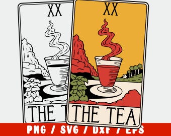 Tea SVG - Tea Lover svg - Teacup Cup Mug Tarot Card - Barista Coffee Svg (decal silhouette cameo cricut iron transfer mug shirt design)