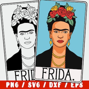 Frida Schneidedatei - Kunst SVG Schnittdatei - Feministische Malerin - Malerei Lehrerin (Vinyl Aufkleber für Silhouette Cameo Cricut auf Becher Shirt Stoffdesign)