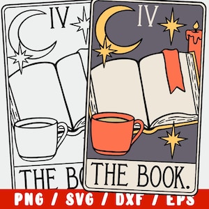 Livre SVG - carte de tarot lecture tête de mort - Clipart rat de bibliothèque squelette - SVG livresque - fichier de coupe Cricut bibliothèque - lecture lecteur lecture