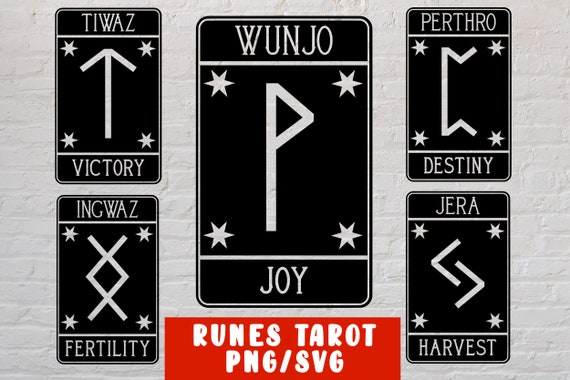 Runes Tarot SVG – Viking Norse Celtic Tarot Card – Vegvisir Compass – Nordic Pagan Clipart – Cricut Silhouette Cut File
