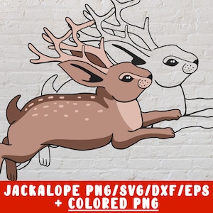 Jackalope SVG Cut File - Antlers SVG Easter Bunny Rabbit Printable (decal silhouette cricut iron on transfer on mug shirt fabric design)