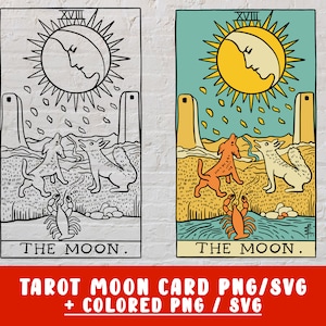 Tarot Mond SVG PNG Druckbare Divination New Age für Shirts Wandkunst - Cricut Dateien / Sofortiger Download Druck